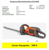 Husqvarna 215iHD45 Akku Heckenschere